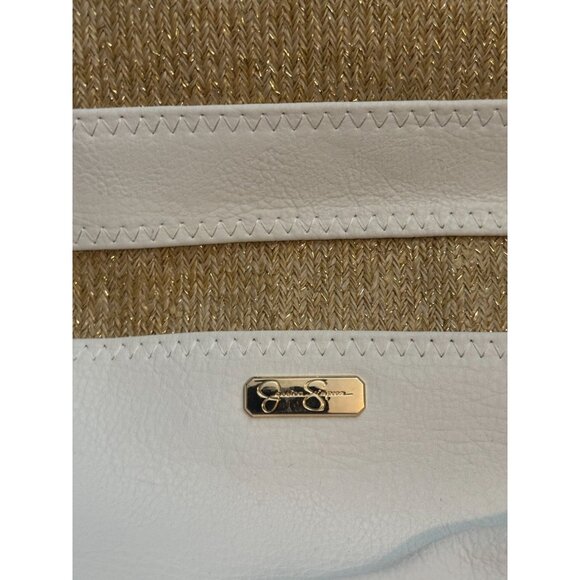 NWT Jessica Simpson Aroa Straw White Tote Bag Purse Matching Coin Pouch - Picture 7 of 10